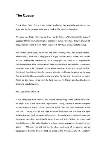 Narrative Writing: The Queue