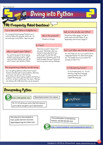 Diving into Python: Fun Programming for 11-15 year olds. (v0.2)