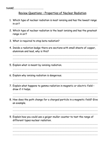 GCSE Physics - 2 lessons  - Properties of Alpha, Beta and Gamma Radiation & Uses of Radiation