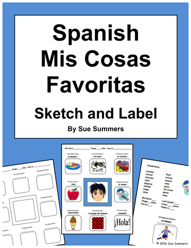 Spanish Favorite Things Sketch and Label Activity 