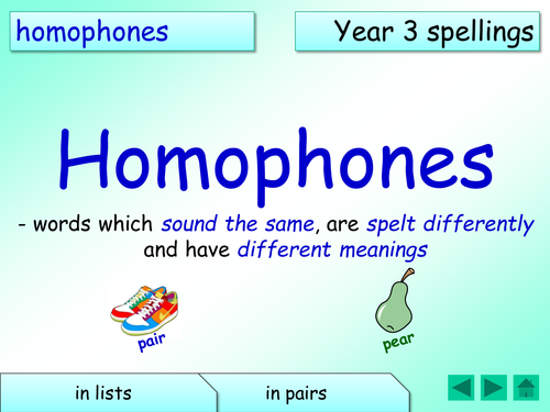 Year 3 spellings: homophones - presentation, 2 different activities for groups - [all editable]
