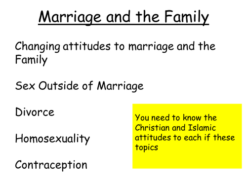 Marriage and the family revision booklet