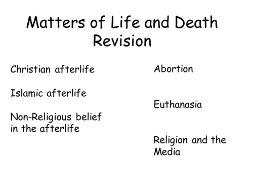 Matter's of life and death revision 