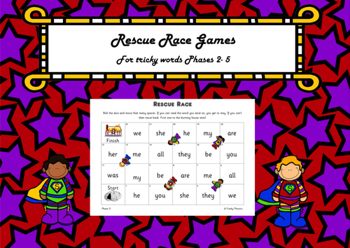 Phonics Tricky Words Game  - Rescue Race (Phases 2-5)