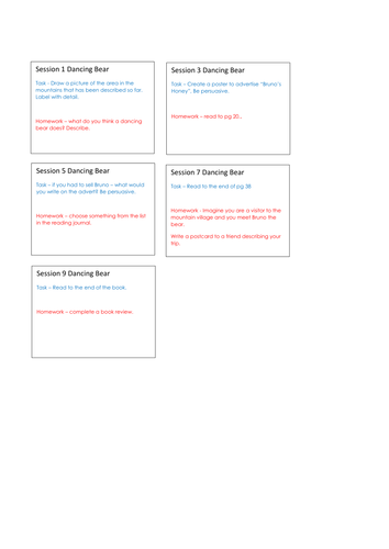 The Dancing Bear Guided Reading Planning