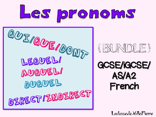 {BUNDLE} Direct and indirect object pronouns - Relative pronouns with and without prep {EDITABLE}