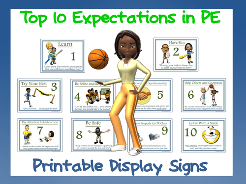 The Top 10 Expectations in PE - Printable Display Signs