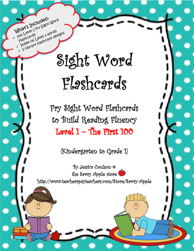 Sight Word Flashcards 100 Level 1 Fry Sight Word Flashcards For