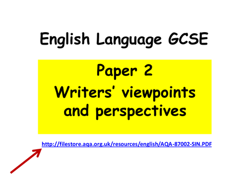 AQA New Specification English Language - Homework Paper - Question 2