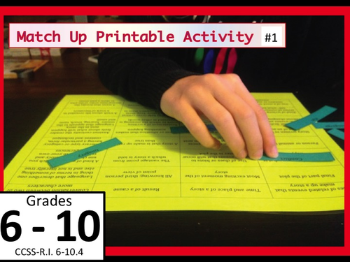 Match Up #1 -Printable Activity: Literary Terms Game
