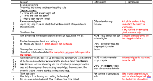 y1 games lesson plans