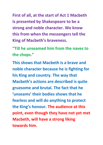 Macbeth - Theme of Power - Modelled Response 