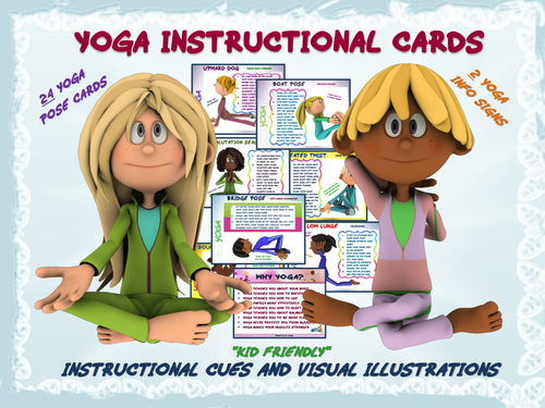 YOGA Instructional Cards- "Kid Friendly" Cues and Visual Illustrations
