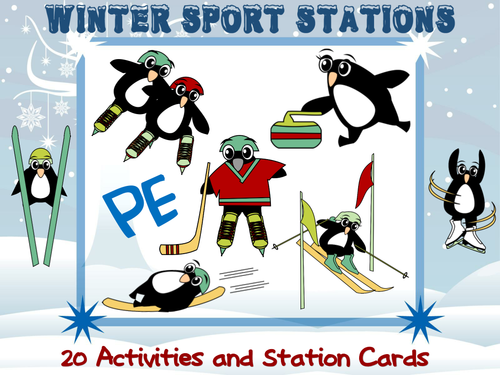 PE Winter Sport Stations: 20 Activities and Station Cards