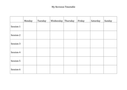 My Revision Timetable 
