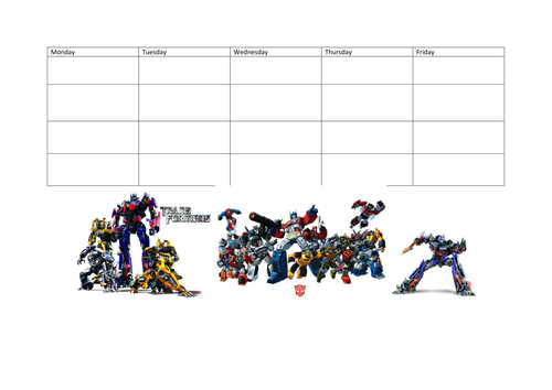 Transformers Behaviour Chart