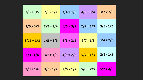 Fractions - Adding, Subtracting, Multiplying and Dividing Catchphrase