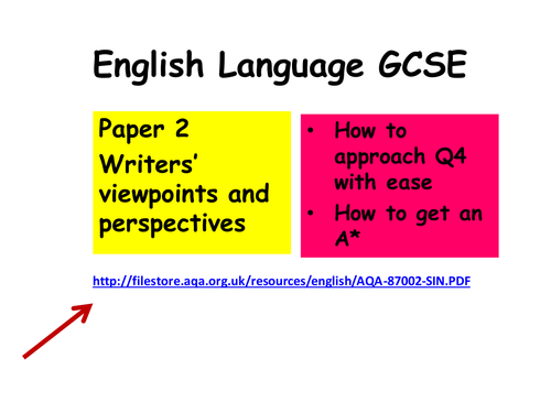 AQA New Specification English Language - Homework Paper - Question 4