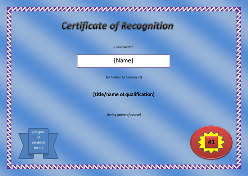 Certificate of recognition