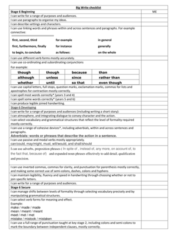 year 6 writing checklist teaching resources