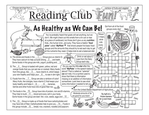 Nutrition and Food Groups Two-Page Activity Set