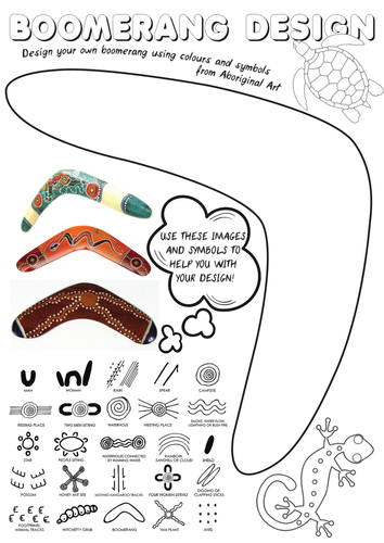 Aboriginal Art Boomerang Design Sheet Teaching Resources