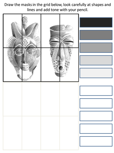 Tonal African Mask Worksheet by RND86 - Teaching Resources - Tes