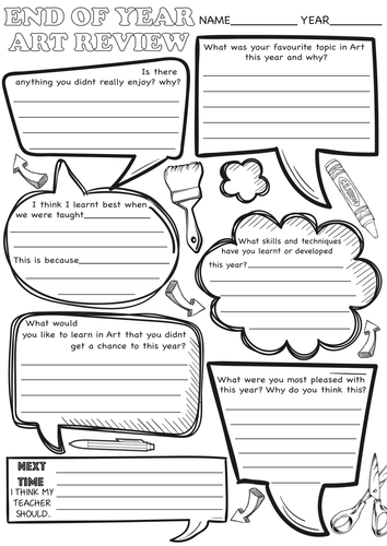 Art - End of Year Review Sheets | Teaching Resources