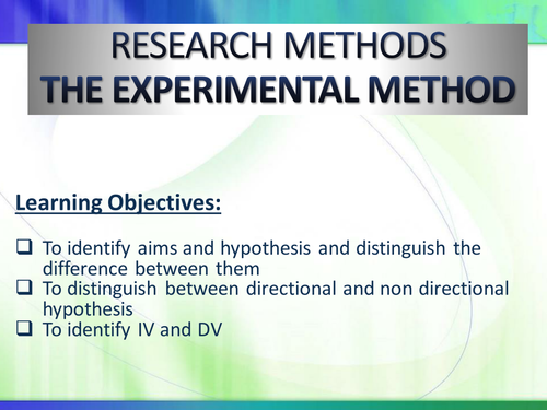 Research Methods- Experimental Design by - UK Teaching Resources - TES