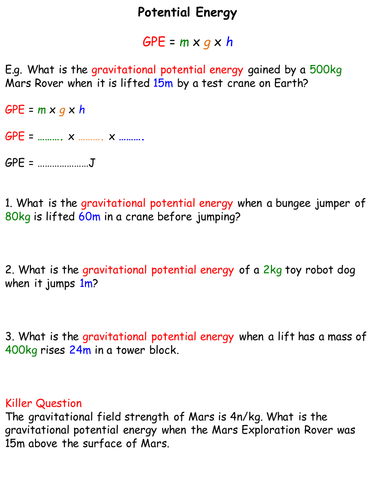 Gravitational Potential & Kinetic Energy - Differentiated for SEN