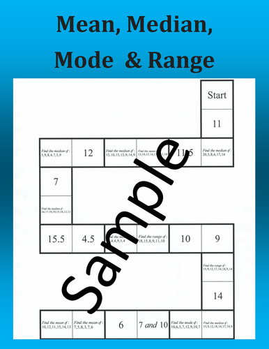 Mean, Median, Mode & Range – Math puzzle
