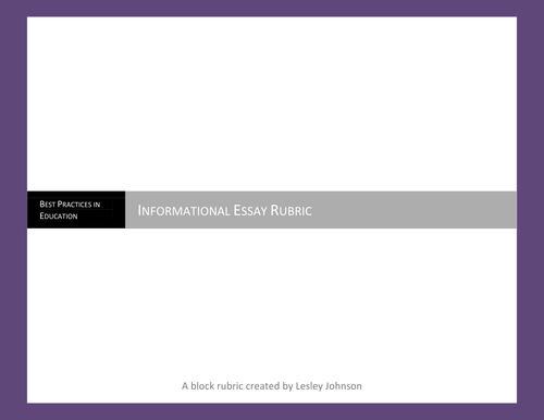Informational Essay Rubric