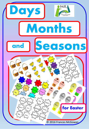 Easter chicks, eggs, stars and words days months and seasons