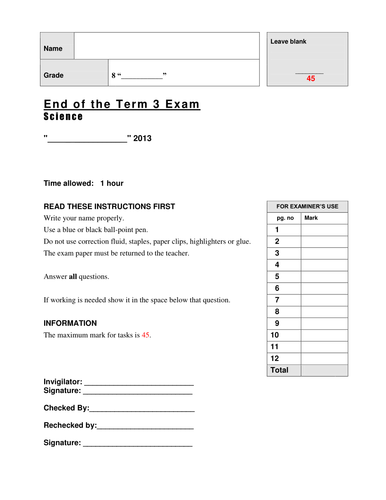 KS3_ Science assessment from Atoms,elements, Chemical formula, Light,  Magnet and force