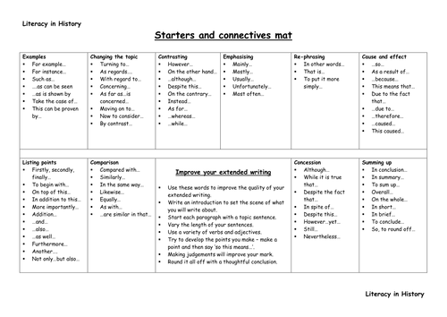 Literacy in History mats 