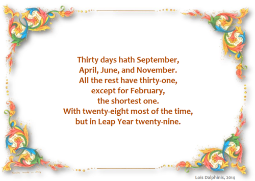Days of The Month Mnemonic