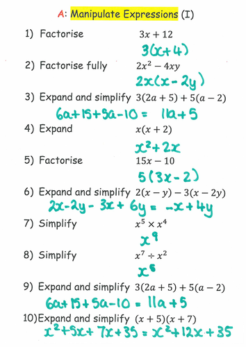 Quick Mark Mathematics Gcse Questions Teaching Resources