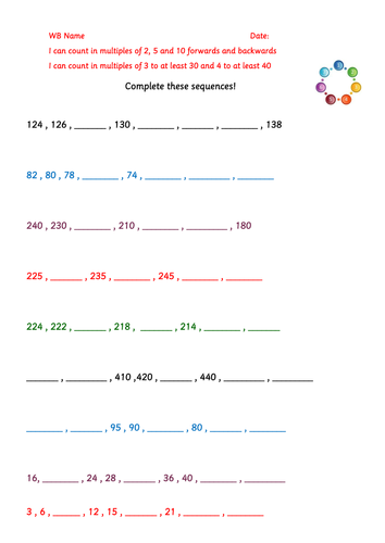 sequencing numbers and patterns year 2 teaching resources