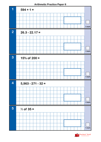 Y6 Arithmetic Practice Papers Bundle 2 - Papers 6 to 10