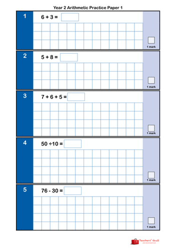 Y2 Arithmetic Practice Papers Bundle 1 - Papers 1 to 5
