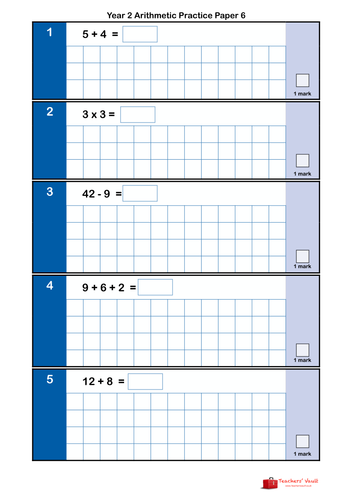 Y2 Arithmetic Practice Papers Bundle 2 - Papers 6 to 10