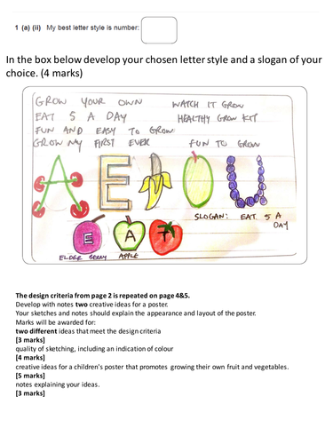 AQA Graphic Products Exam Theme 2016: Encouraging children to grow their own fruit and vegetables.