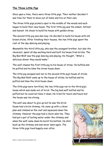 3 Little Pigs Comprehension