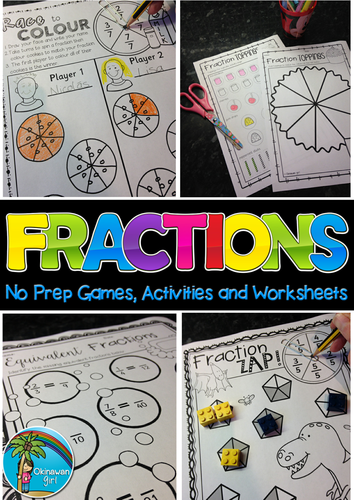 Fractions No Prep Games, Activities and Worksheets