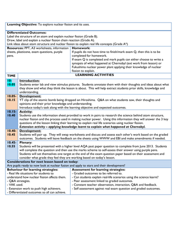 Nuclear Fission Lesson and Resources AQA GCSE Physics/Additional Science