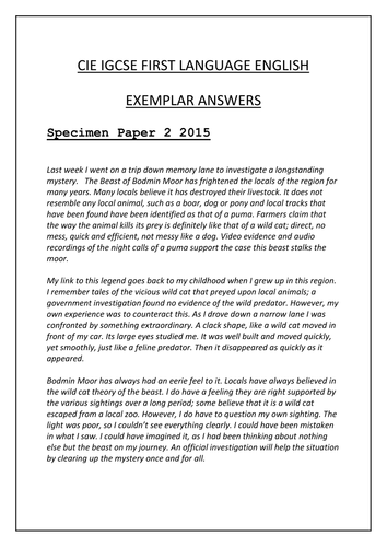 english 3 year cambridge test papers 2 English iGCSE 0522 Cambridge 2015 Paper SPECIMEN