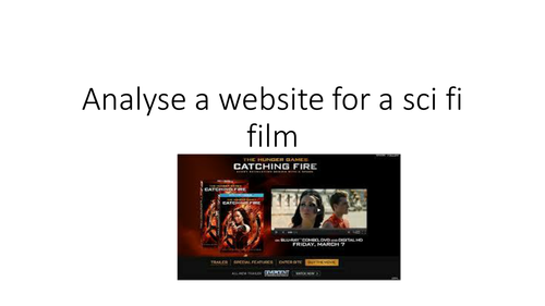 AQA  EXAM SCI FI - ANALYSE A WEBSITE FOR A SCI FI FILM