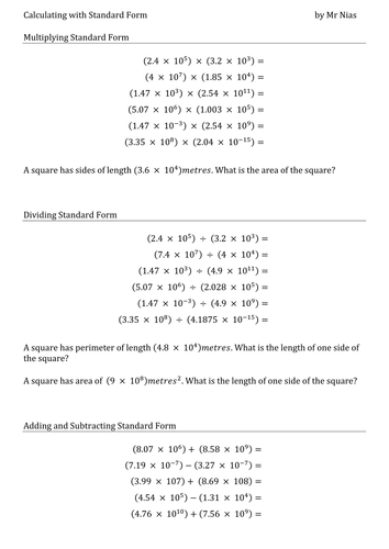 standard-form-worksheet-tes