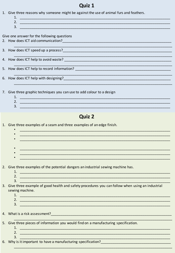 Quick Quiz for Y11 textiles revision.  