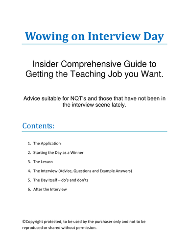 Interview Day Advice - How to Get a Teaching Job